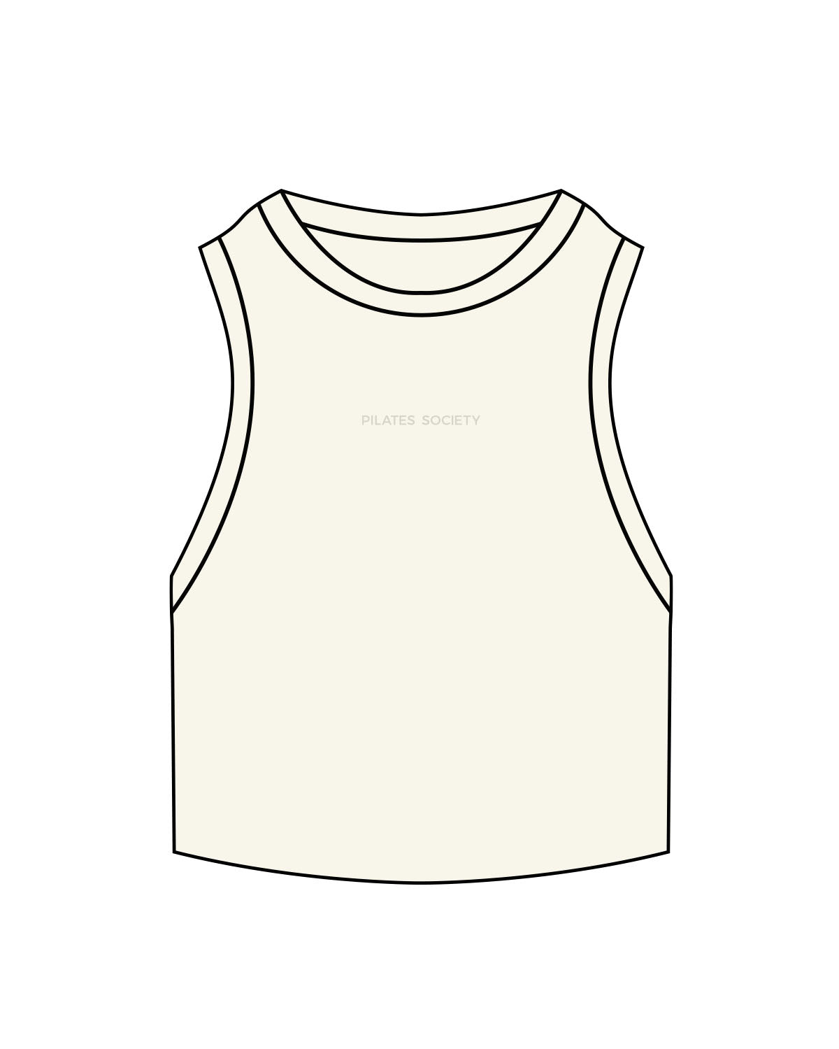The Ribbed Crop Tank - Off White - Pilates Society - Center Chest - Embroidered Tone on Tone
