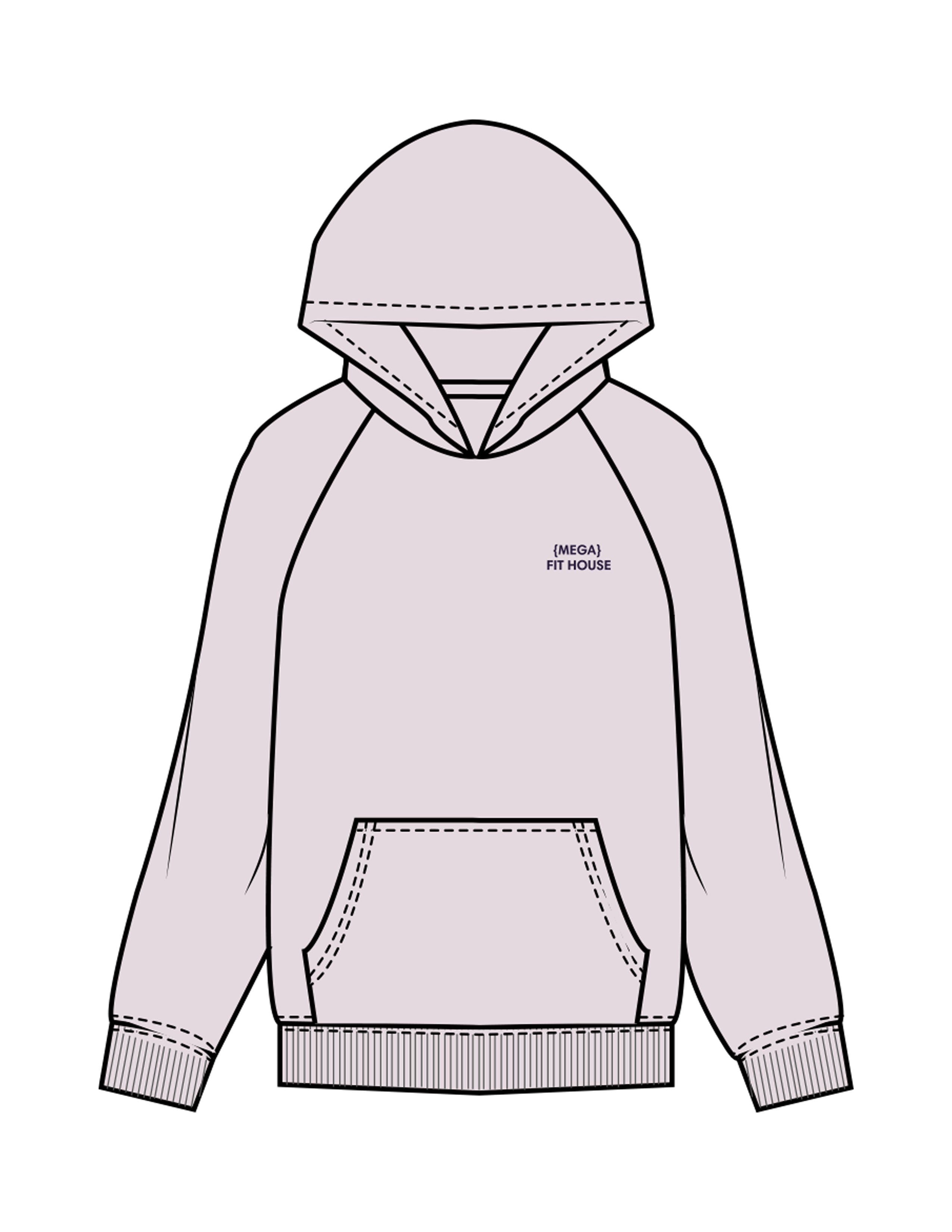 The Womens Hoodie - Orchid - Mega Fit House - Left Chest & Back Stacked - Printed - Plum