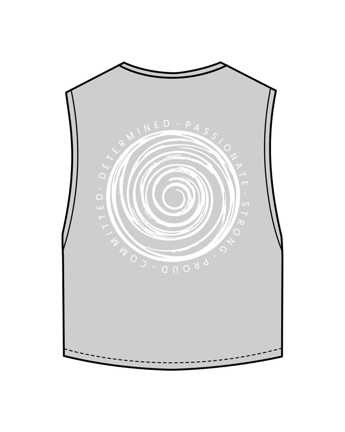 The Crop Muscle Tank - Storm - Core Evolution - Center Chest & Center Back - White