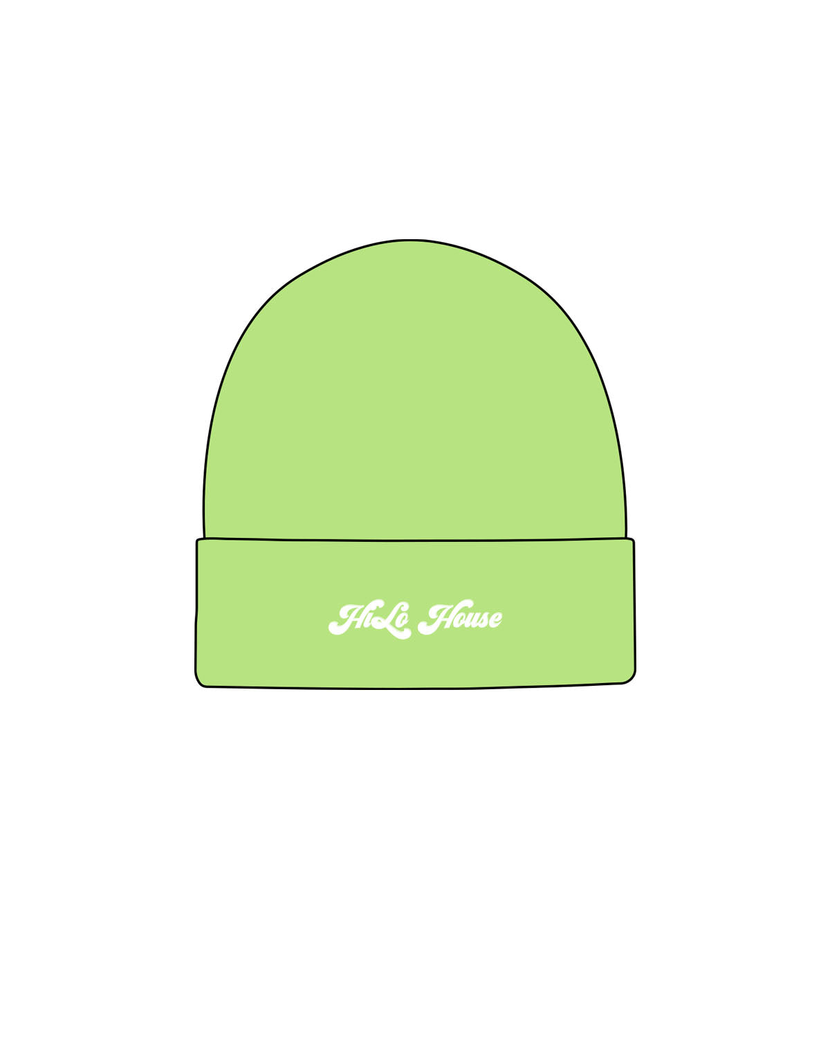 The Beanie - Safety Green - HiLo - Center Brim - Embroidered - White