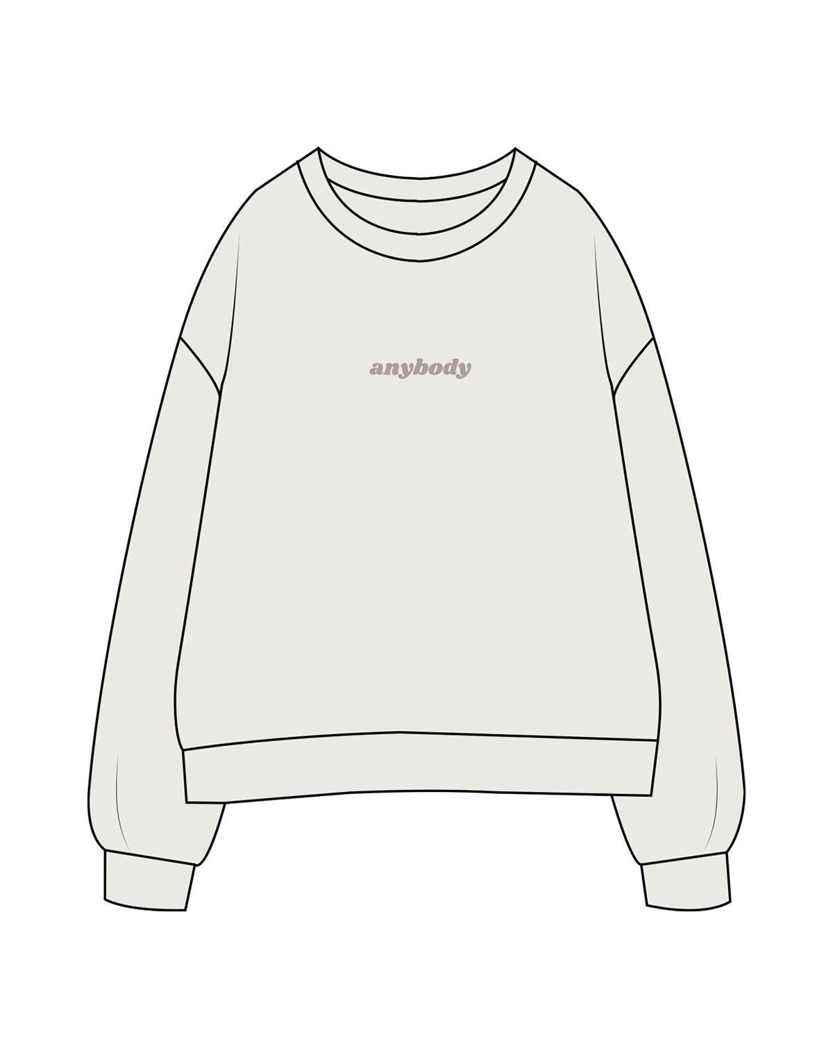 The Womens Crewneck - Bone - Anybody Run Club - Center Chest - Embroidered - Tone on Tone