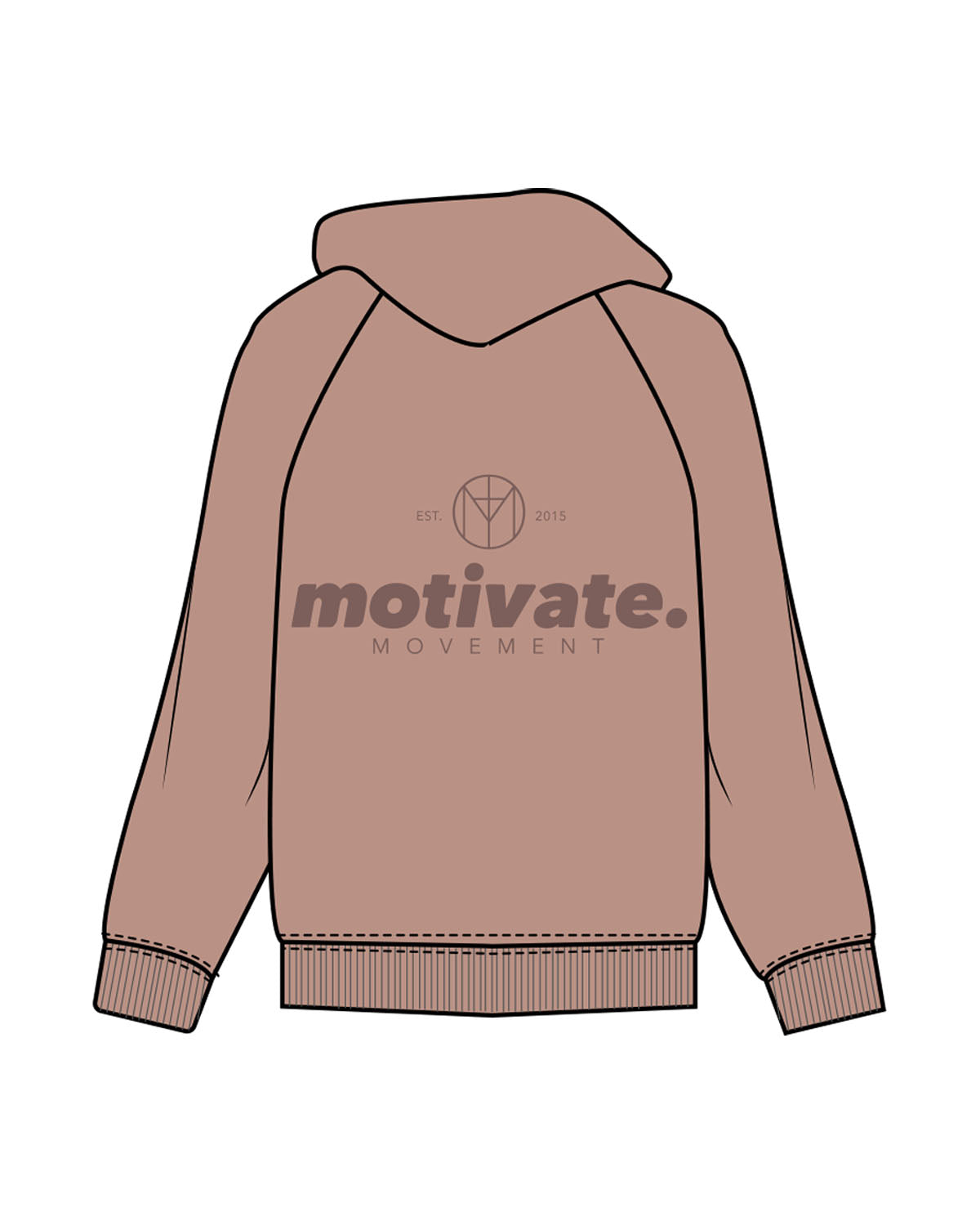 The Womens Hoodie - Clay - Motivate Movement - Center Chest "M" & Back Stacked - Printed - Tone on Tone