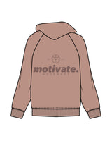 The Womens Hoodie - Clay - Motivate Movement - Center Chest "M" & Back Stacked - Printed - Tone on Tone