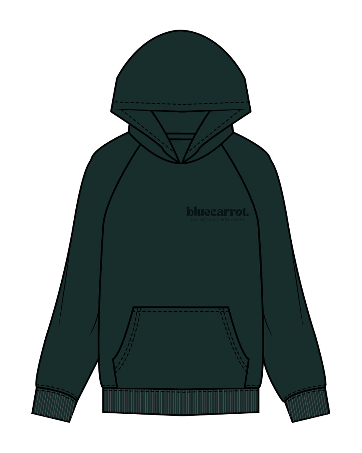 The Mens Hoodie - Pine Green - BlueCarrot - Left Chest & Hoodie - Printed - Tone on Tone