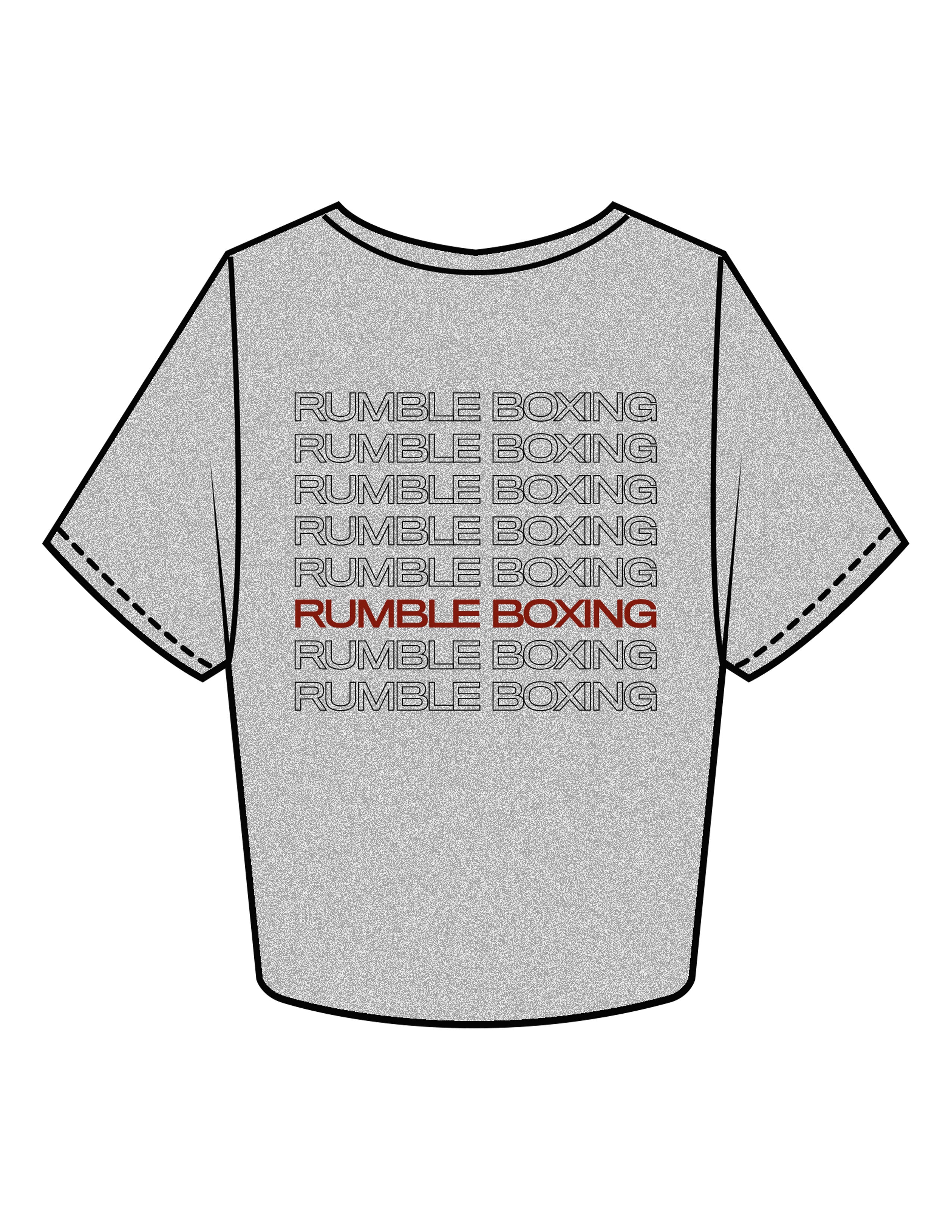 The Crop Tee - Heather - Rumble Core - Center Chest & Back Stacked - Printed - Full Color