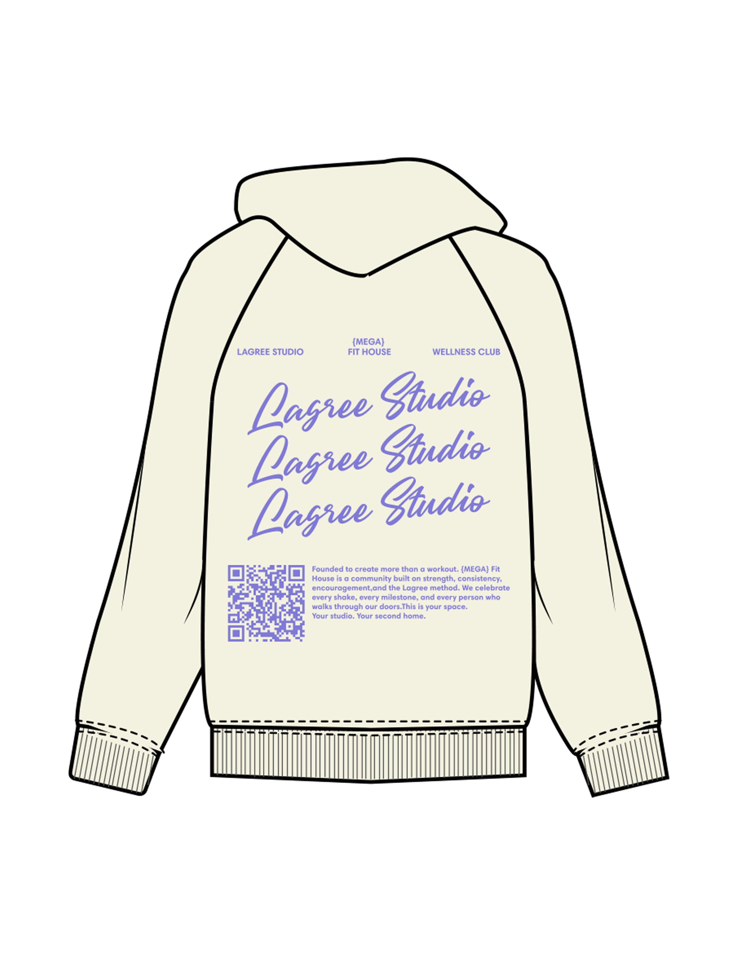 The Womens Hoodie - Butter - Megafit House - Left Chest & Back Stacked  - Printed - Periwinkle