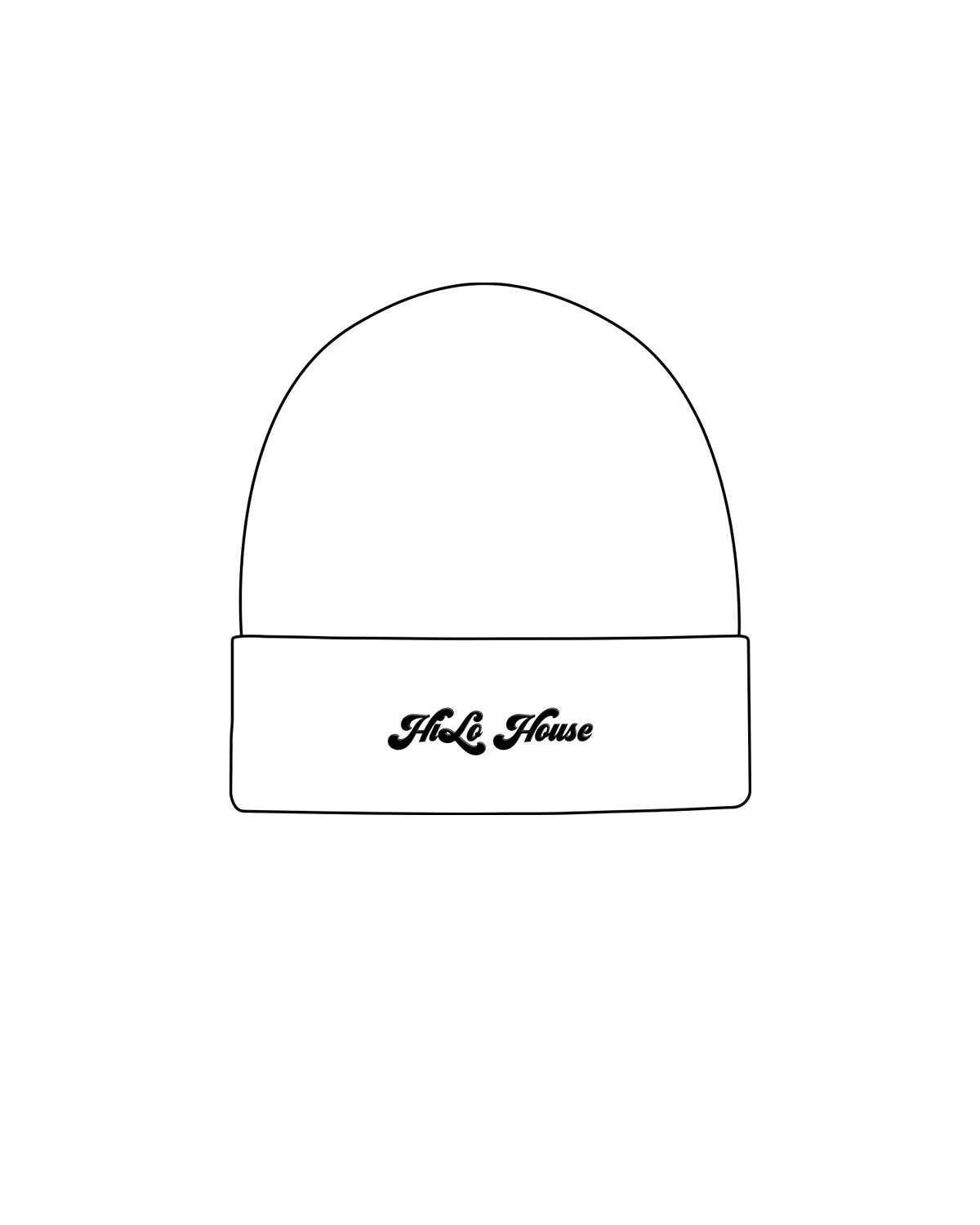 The Beanie - White - HiLo - Center Brim - Embroidered - Black