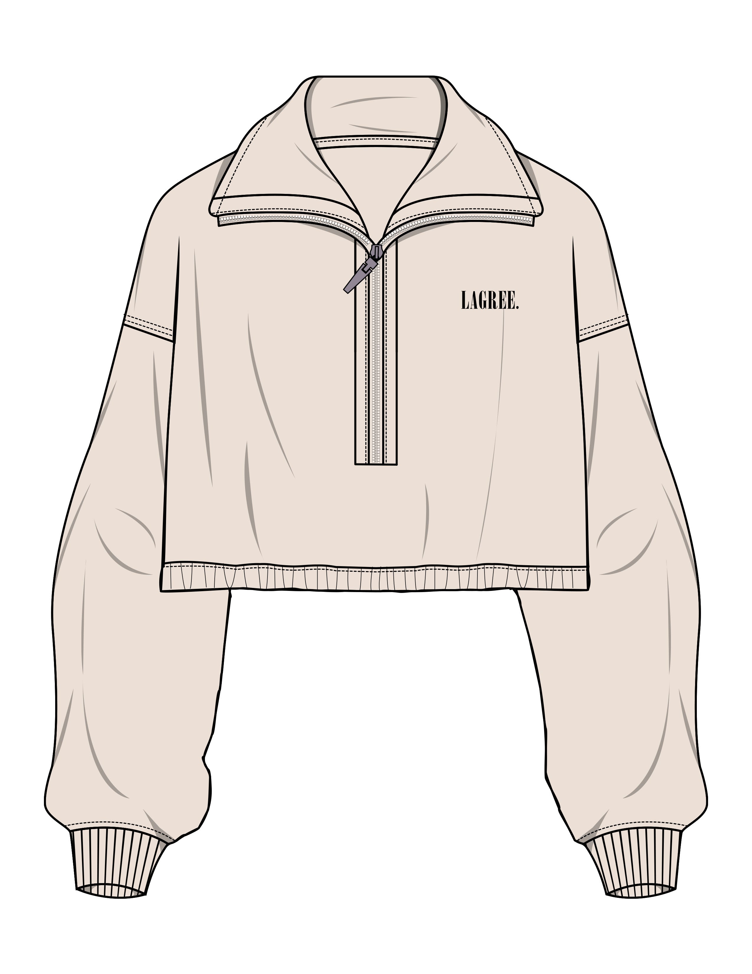 The Suede 1/2 Zip - Latte - Studio 205 - Left Chest - Embroidered - Black
