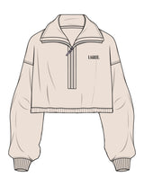 The Suede 1/2 Zip - Latte - Studio 205 - Left Chest - Embroidered - Black