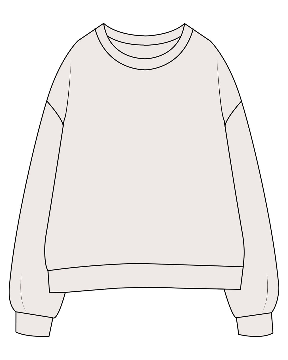 The Womens Crewneck - Bone - Wellth Society - Back Stacked - Printed - Espresso