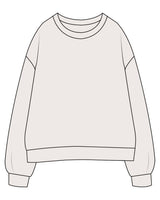 The Womens Crewneck - Bone - Wellth Society - Back Stacked - Printed - Espresso
