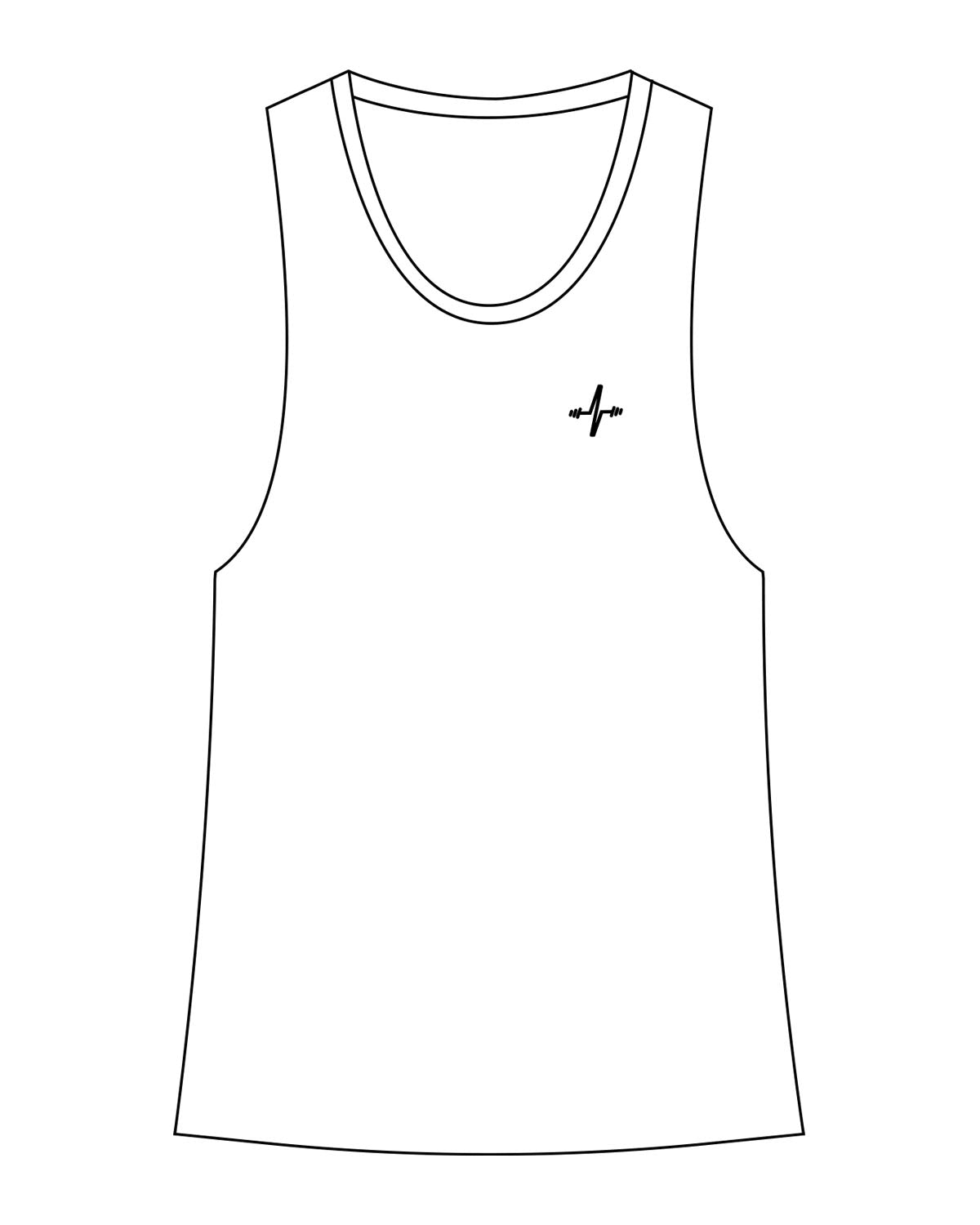 The Womens Racerback Tank - White - Sweat Circuit - Left Chest - Back Vertical - Black