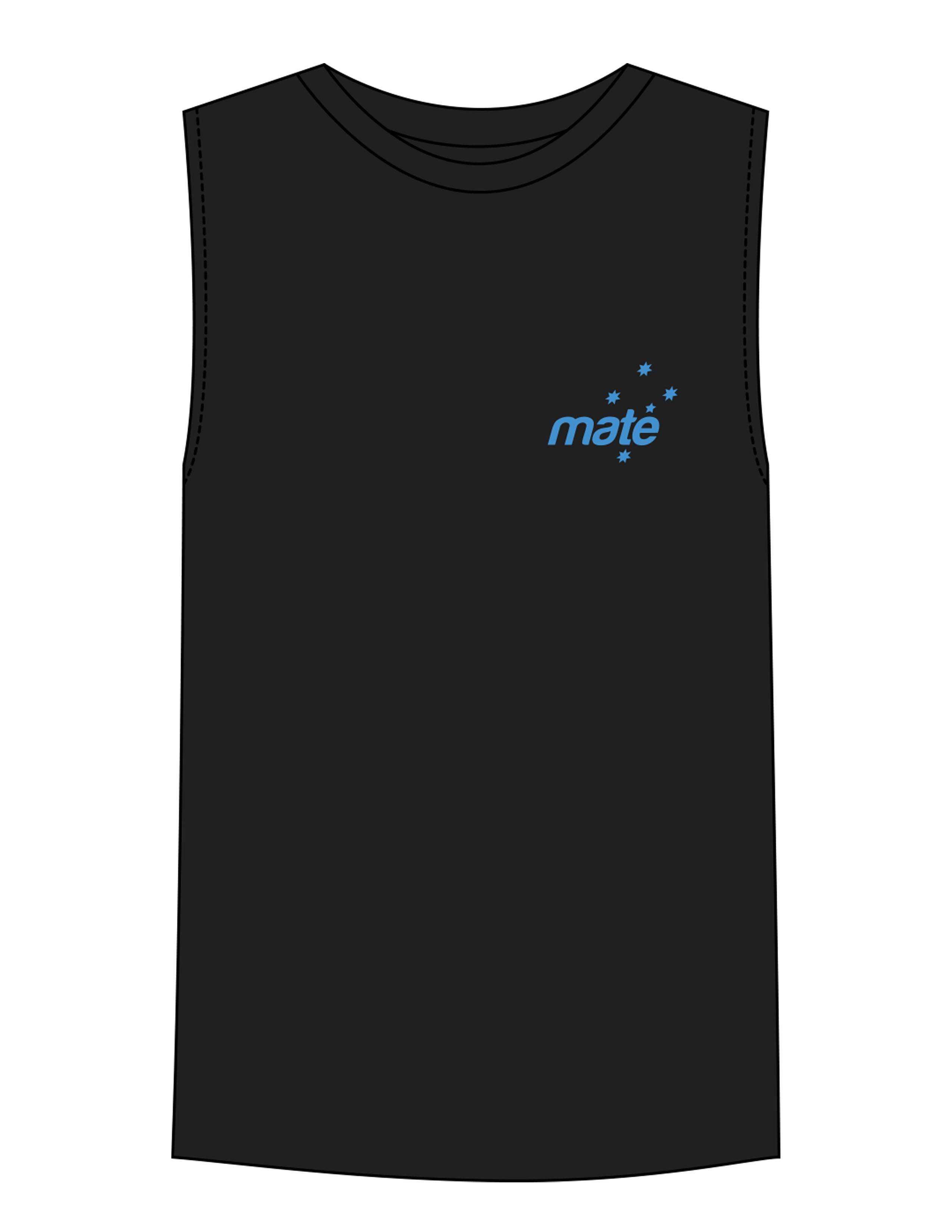 The Mens Tank - Black - Training Mate - Left Chest - Printed - Blue