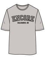 The Womens Oversized Tee - Storm - enCore Pilates - Center Chest Stacked - Printed - Black