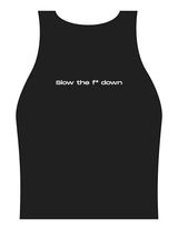 The Womens Active Crop Tank - Black - Sculpted By Lagree - Center Chest Stacked & Center Back - Printed - White