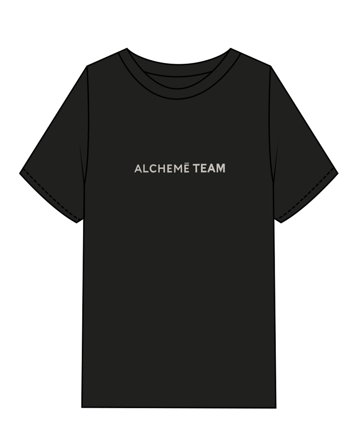 The Womens Heavyweight Tee - Black - ALCHEME - Center Chest & Center Back Stacked - Off White