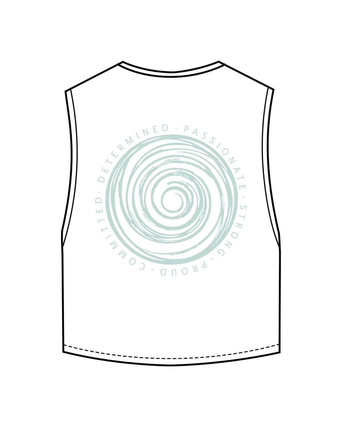The Crop Muscle Tank - White - Core Evolution - Center Chest & Center Back - Teal