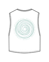 The Crop Muscle Tank - White - Core Evolution - Center Chest & Center Back - Teal