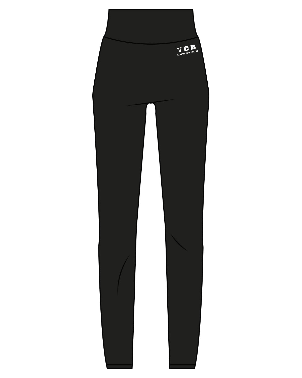 The Basic Legging - Black - TCB Lifestyle - Top Left Leg & Back Waist - White