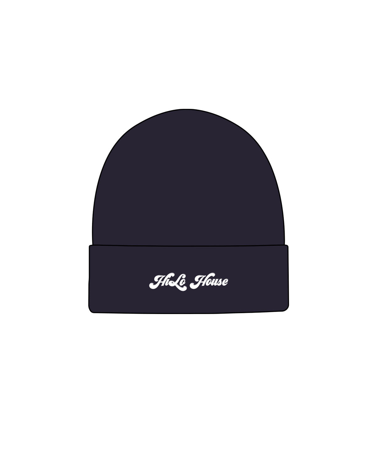 The Beanie - Navy - HiLo - Center Brim - Embroidered - White