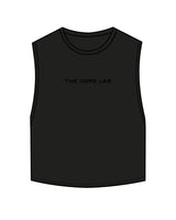 The Crop Muscle Tank - Black - Core Lab - Center Chest & Top Back - Tone on Tone