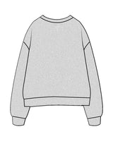 The Womens Crewneck - Heather - Poppys Pilates - Center Chest & Back Center Neckline - Printed - White