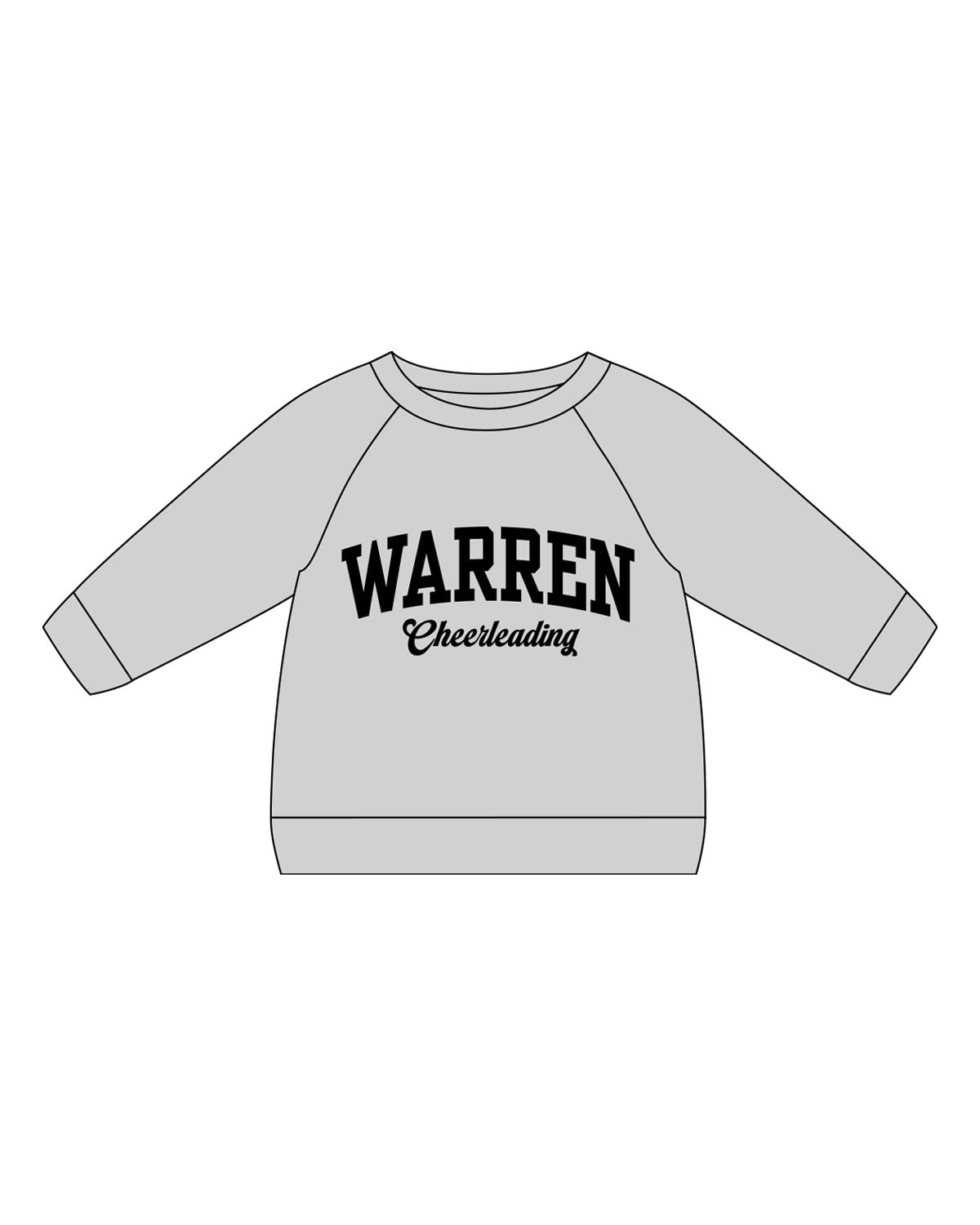 The Kids Crewneck - Heather - Warren - Center Chest "Cheerleading" - Printed - Black