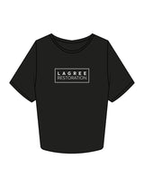 The Crop Tee - Black - Lagree Restoration - Center Chest Boxed - Printed - White