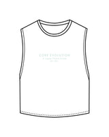 The Crop Muscle Tank - White - Core Evolution - Center Chest & Center Back - Teal