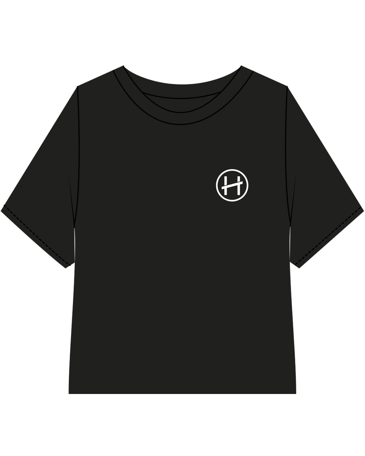 The Crop Terry Tee - Black - Hughes Residential - Left Chest - Embroidered - White
