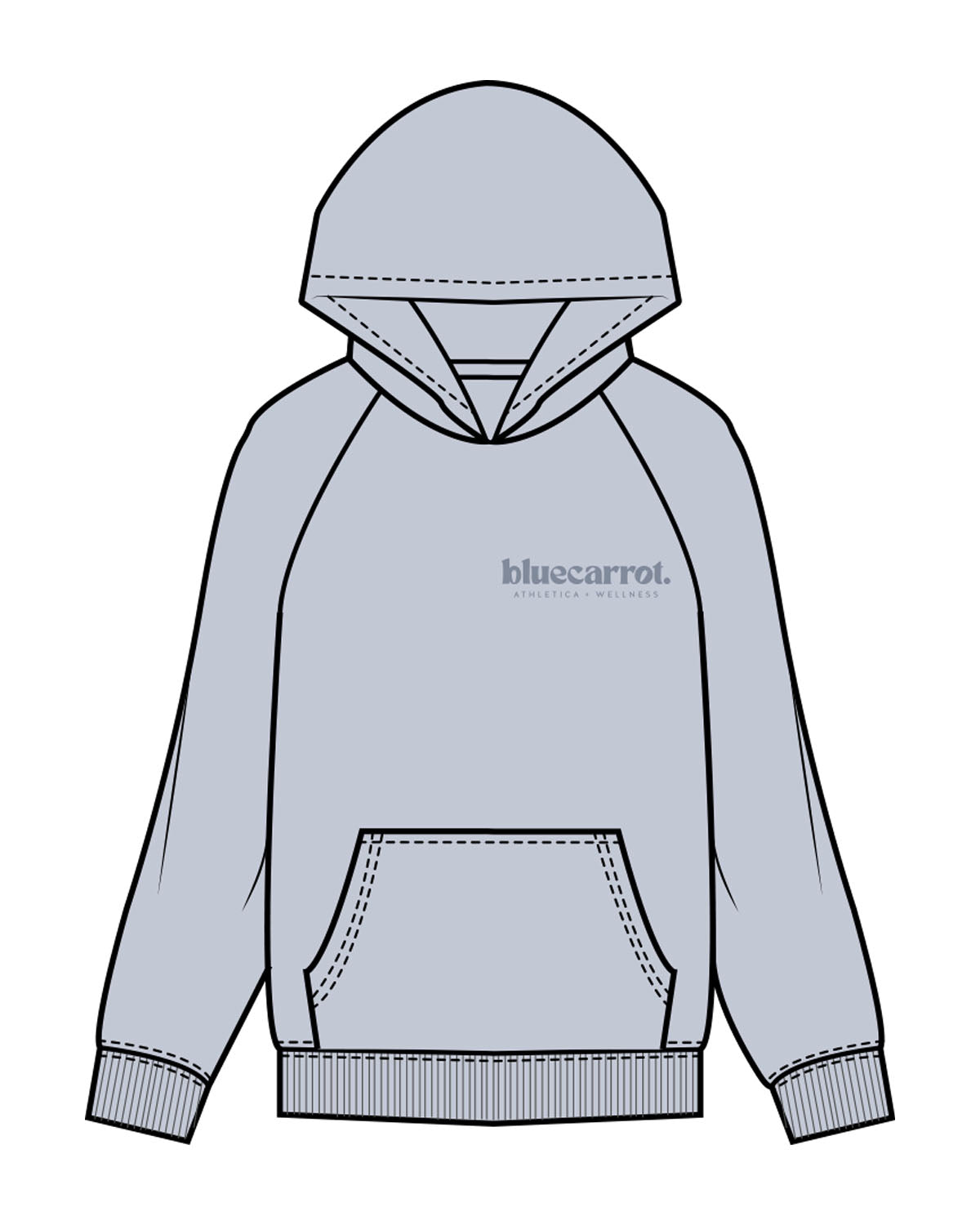 The Mens Hoodie - Powder - BlueCarrot - Left Chest & Hoodie - Printed - Tone on Tone