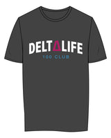 The Womens Tee - Charcoal - Delta Fitness - Center Chest - 100 Club - Full Color