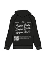 The Womens Hoodie - Black - Mega Fit House - Left Chest Stacked & Back Stacked - Printed - White