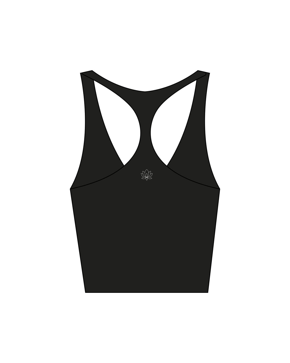 The Racer Tank - Black - Sacred Studios - Left Chest & Center Back - Printed - White