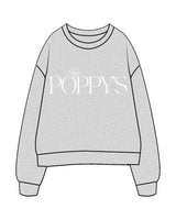 The Womens Crewneck - Heather - Poppys Pilates - Center Chest & Back Center Neckline - Printed - White