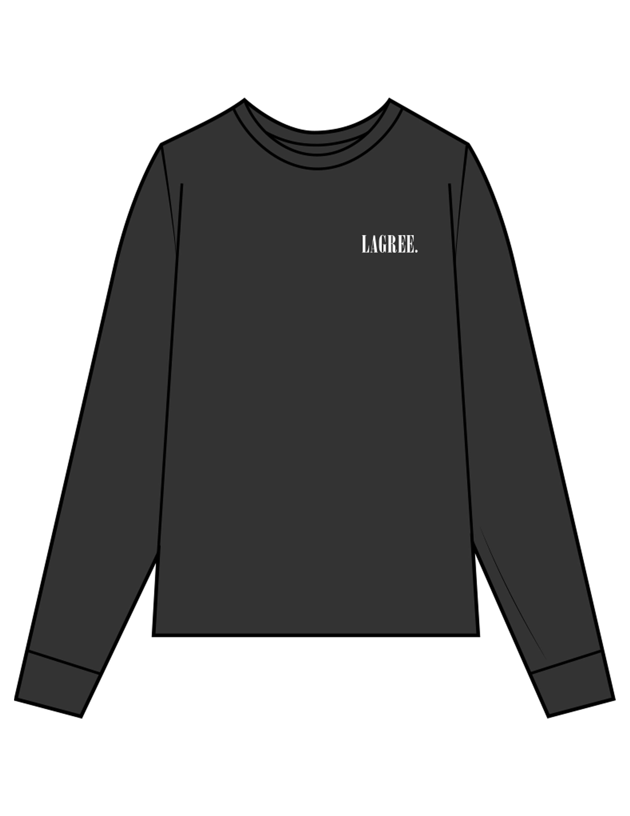 The Womens Heavyweight Long Sleeve - Washed Black - Studio 205 - Left Chest & Back Neckline - Printed - White
