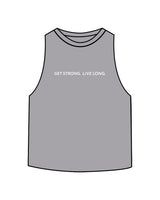 The Crop Muscle Racerback- Athletic Heather - Sweat Circuit - Center Chest - Back Center - Printed - Full Color