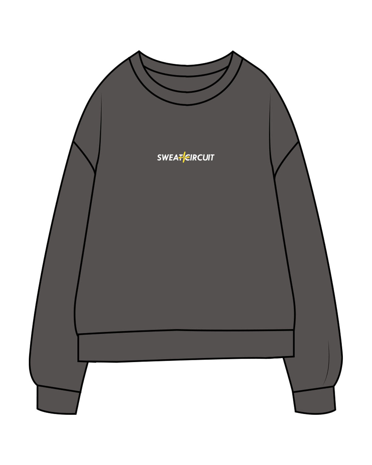 The Midweight Unisex Crewneck - Washed Black - Sweat Circuit - Center Chest - Back Neckline Stacked - Full Color