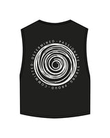 The Crop Muscle Tank - Black - Core Evolution - Center Chest & Center Back - White