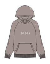 The Womens Hoodie - Washed Gray - Komo Studio - Center Chest - Printed - Off White