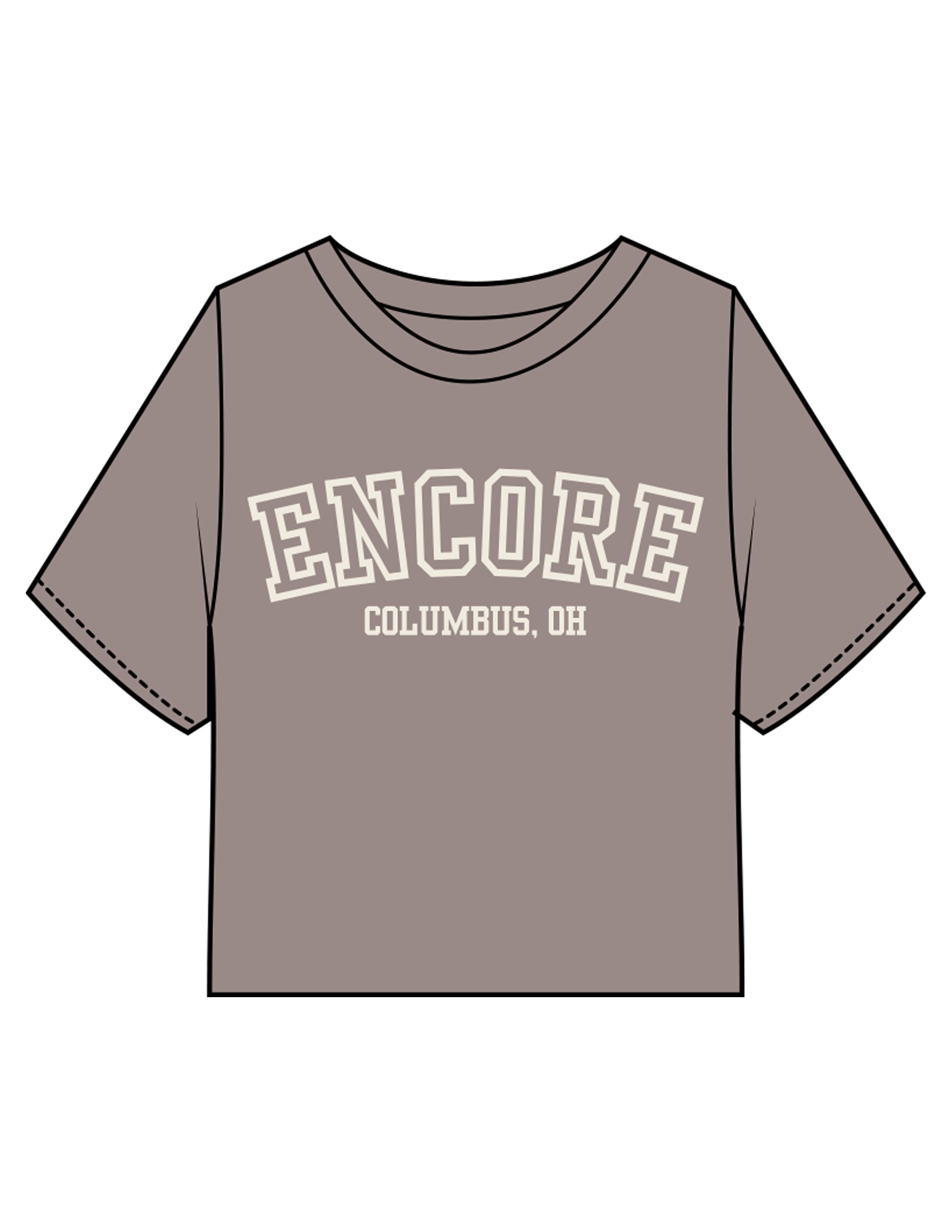 The Heavyweight Crop Tee - Washed Gray - enCore Pilates - Center Chest Stacked - Printed - Off White (Copy)