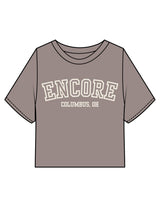 The Heavyweight Crop Tee - Washed Gray - enCore Pilates - Center Chest Stacked - Printed - Off White (Copy)