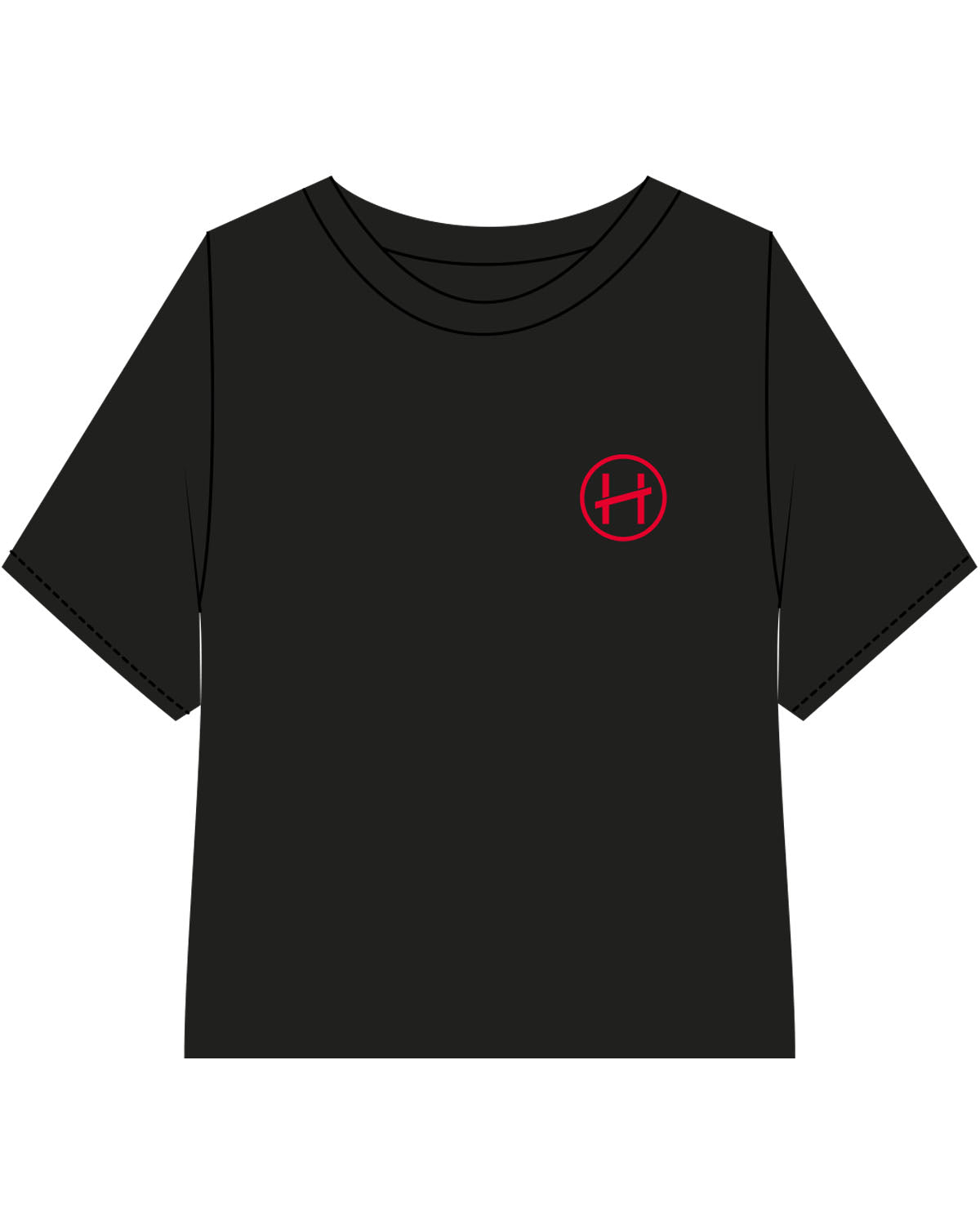 The Crop Terry Tee - Black - Hughes Residential - Left Chest - Embroidered - Red