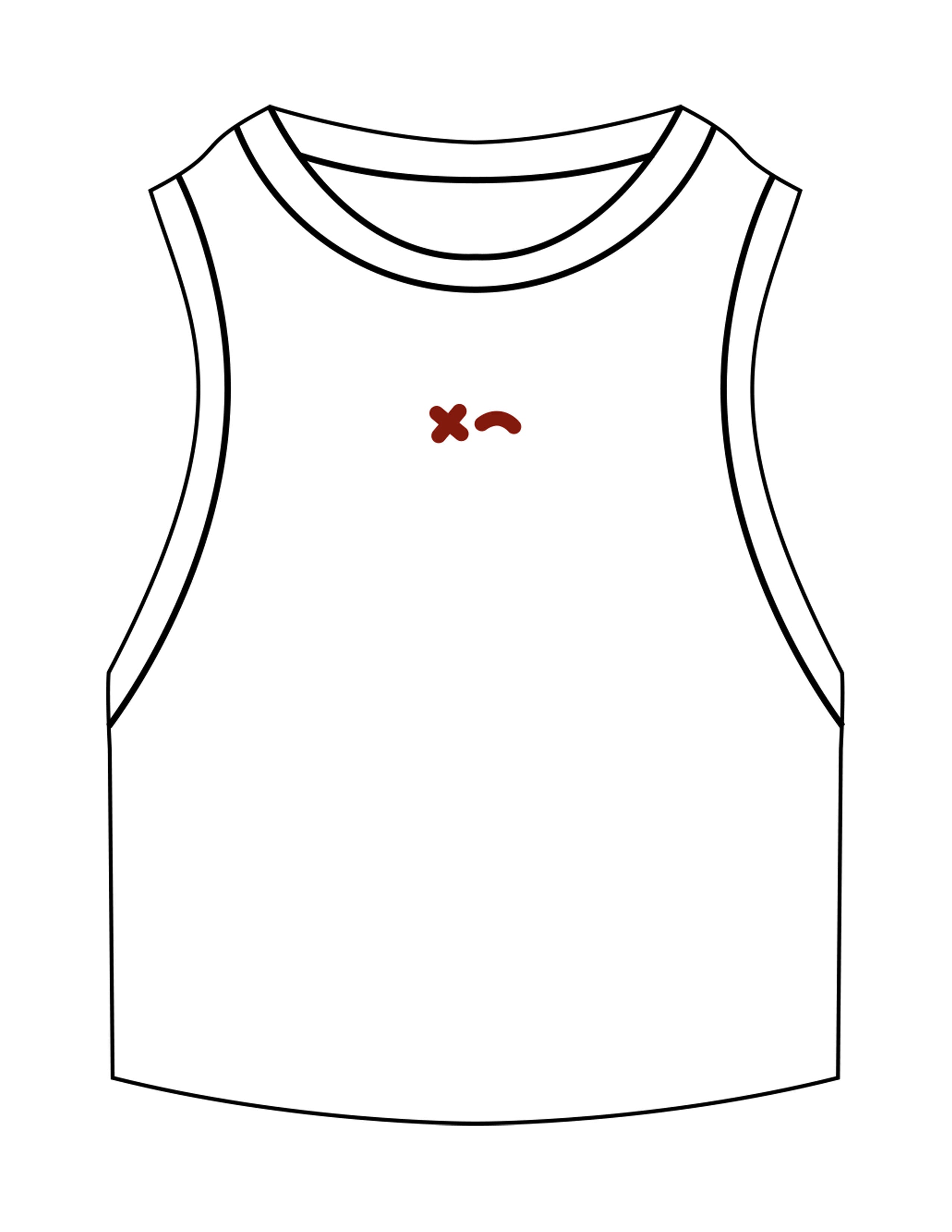 The Ribbed Crop Tank - White - Rumble Core - Center Chest Icon - Embroidered - Blood Red