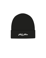 The Beanie - Black - HiLo - Center Brim - Embroidered - White