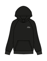 The Womens Hoodie - Black - Mega Fit House - Left Chest Stacked & Back Stacked - Printed - White