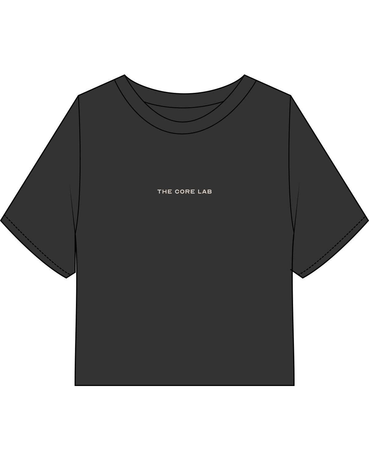 The Heavyweight Crop Tee - Washed Black - Core Lab - Center Chest - Cream - E0D6CD