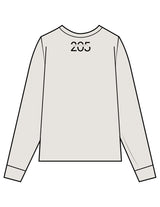 The Womens Heavyweight Long Sleeve - Washed Bone - Studio 205 - Left Chest & Back Neckline - Printed - Black