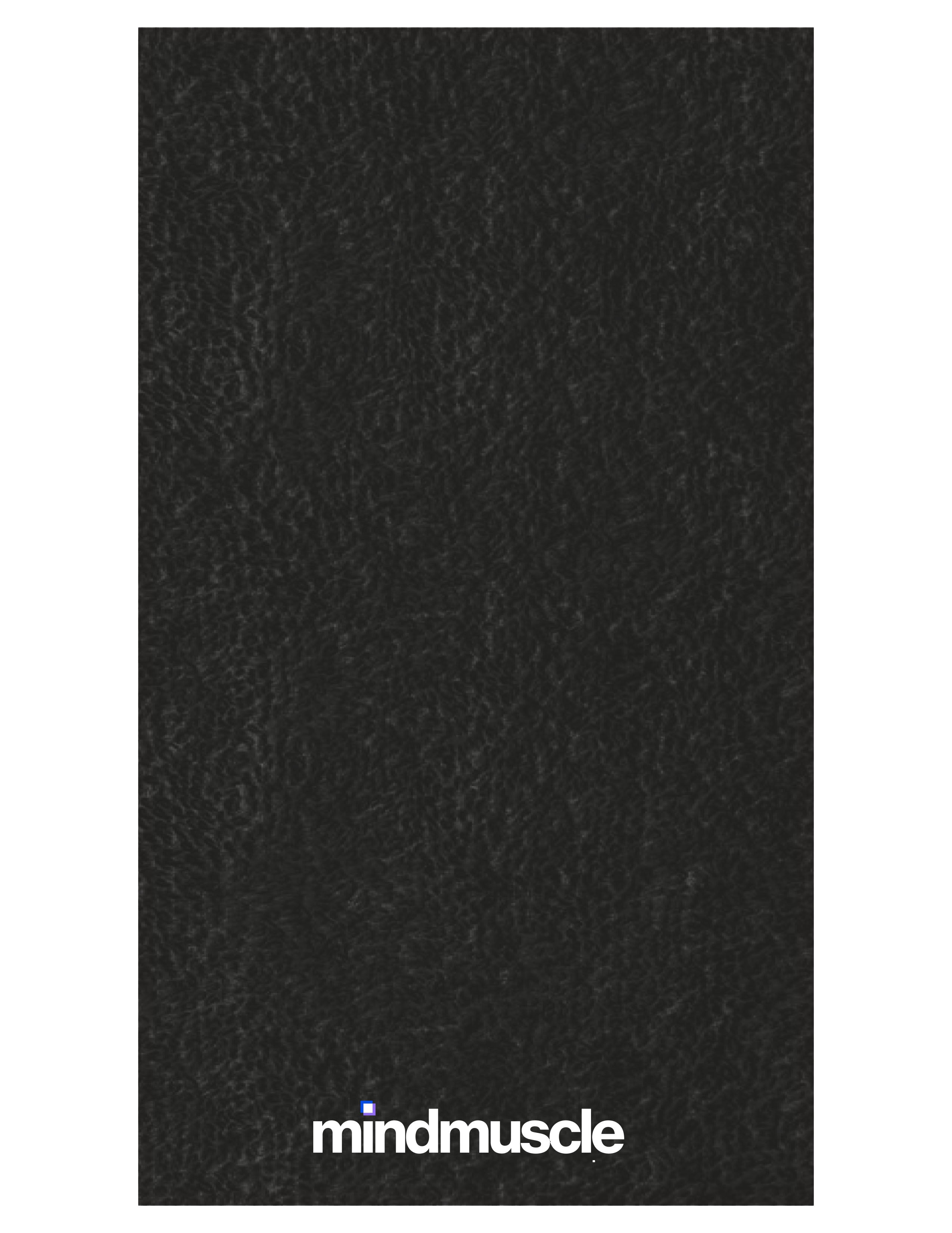 The Gym Towel - Black - Mind Muscle - Front Body Bottom - Embroidered - Full Color - The Gym Towel Bag - Black - Center Body - Printed - White