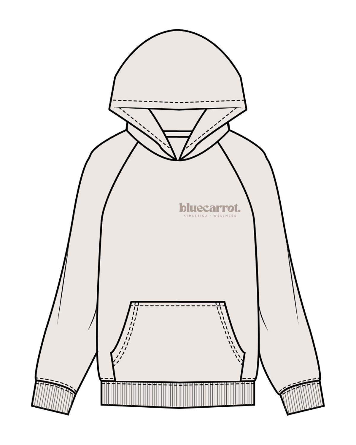 The Mens Hoodie - Bone - BlueCarrot - Left Chest & Hoodie - Printed - Tone on Tone